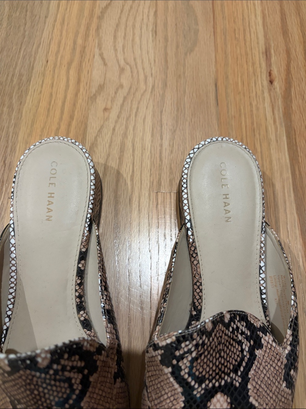 Cole Haan Brown and Black Snake-Print Slip-On Mules - Picture 5 of 5